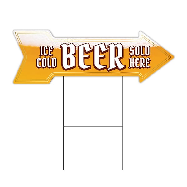 Signmission Ice Cold Beer 2 Arrow Yard Sign Funny Home Decor 30in Wide C-ARROW10-999809 - main